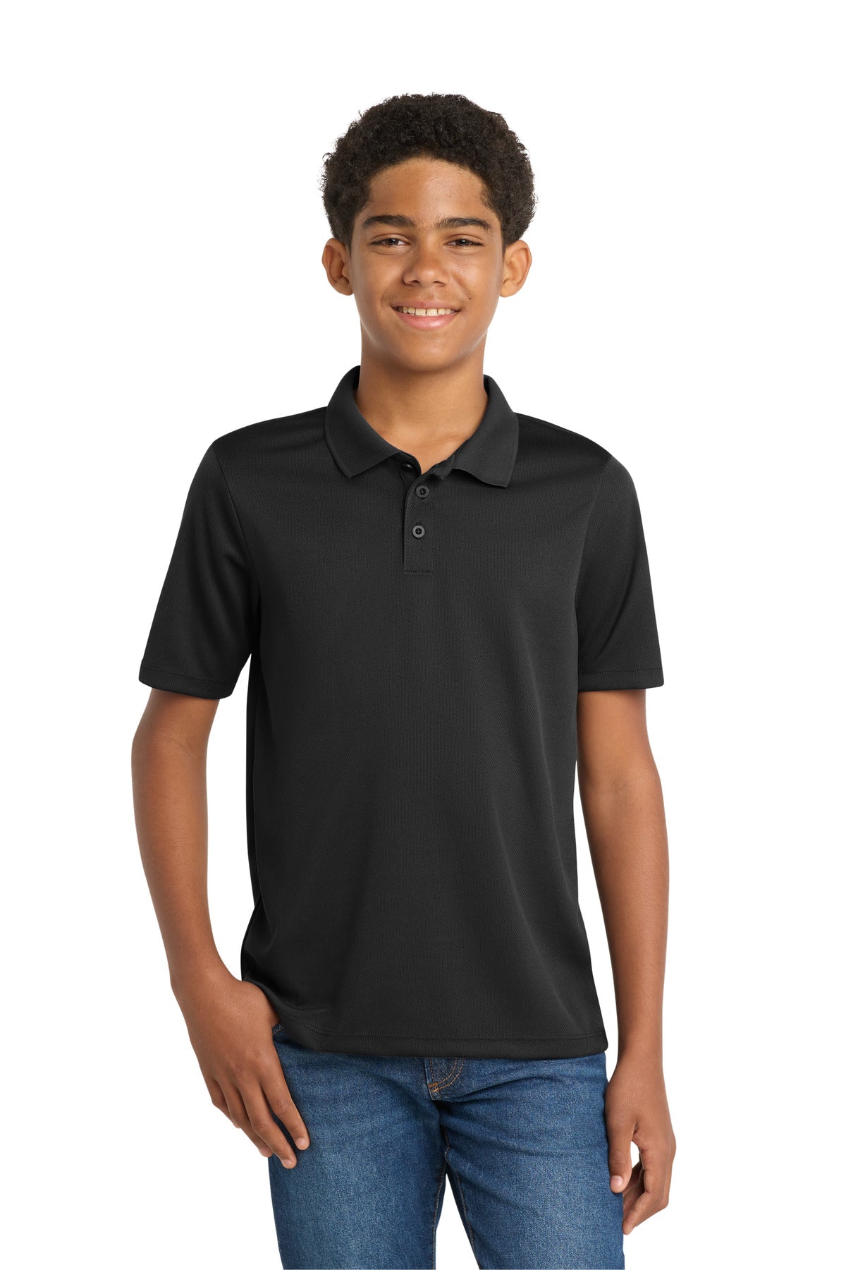 Sport-Tek Youth PosiCharge RacerMesh Polo. YST640 in Black
