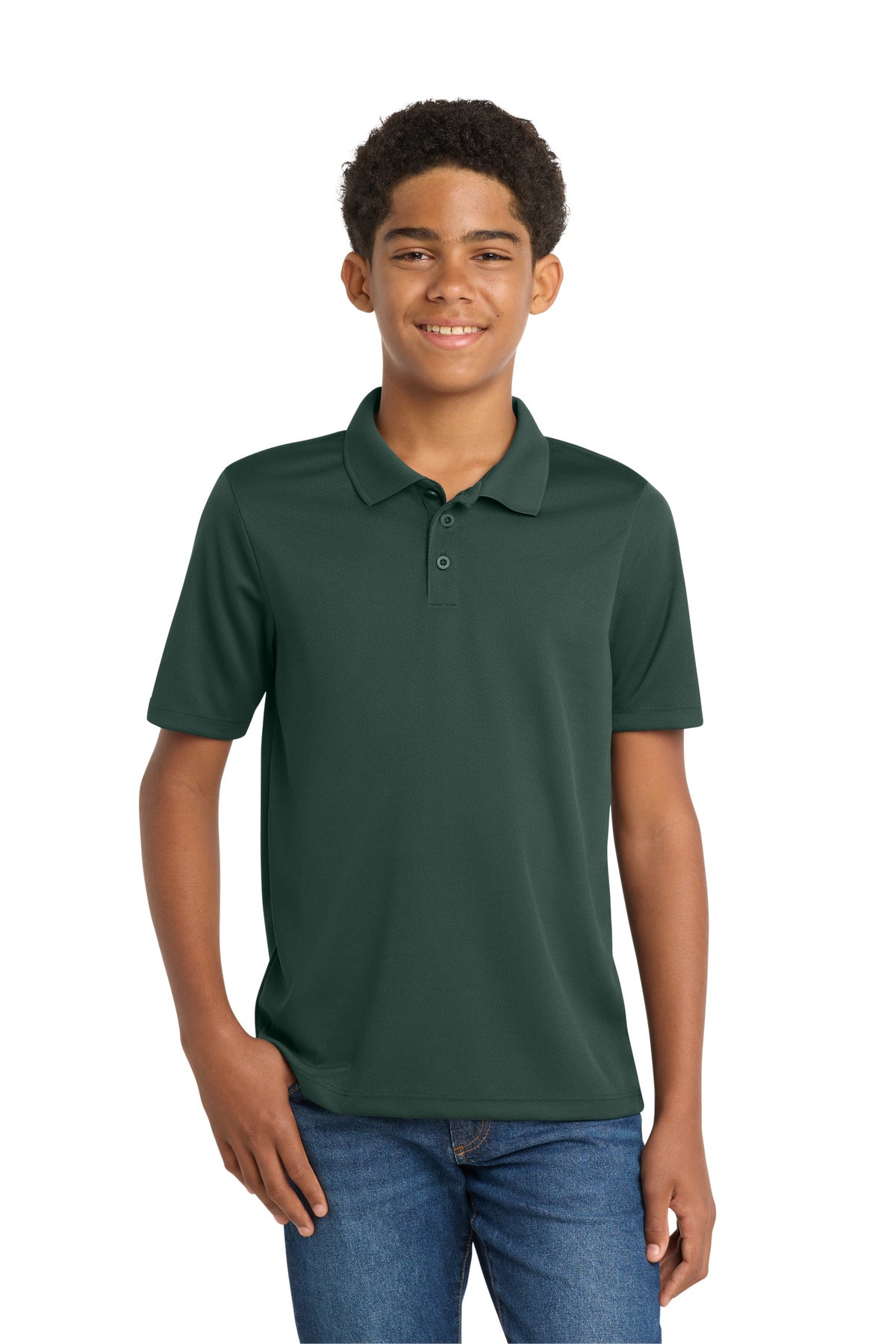 Sport-Tek Youth PosiCharge RacerMesh Polo. YST640 in Dark Forest Green