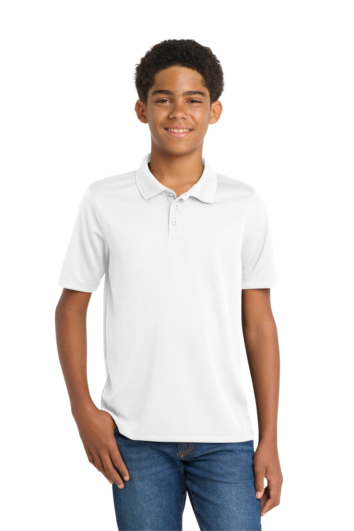 Sport-Tek Youth PosiCharge RacerMesh Polo. YST640 in White