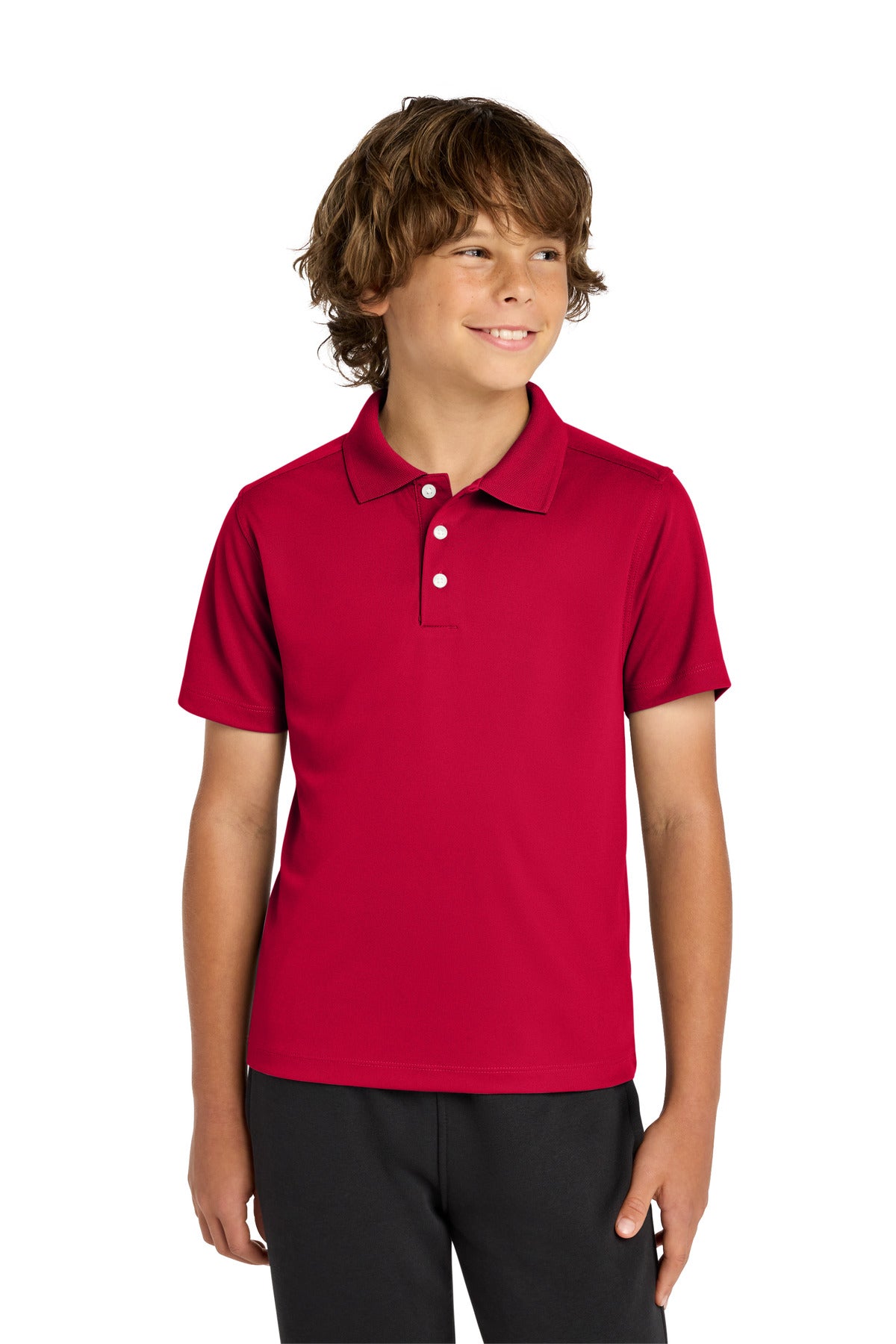 Sport-Tek Youth UV Micropique Polo YST740 in Deep Red