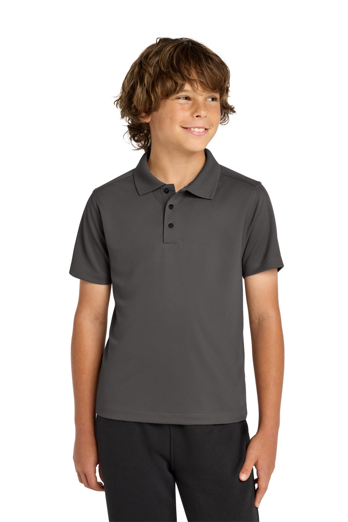 Sport-Tek Youth UV Micropique Polo YST740 in Graphite