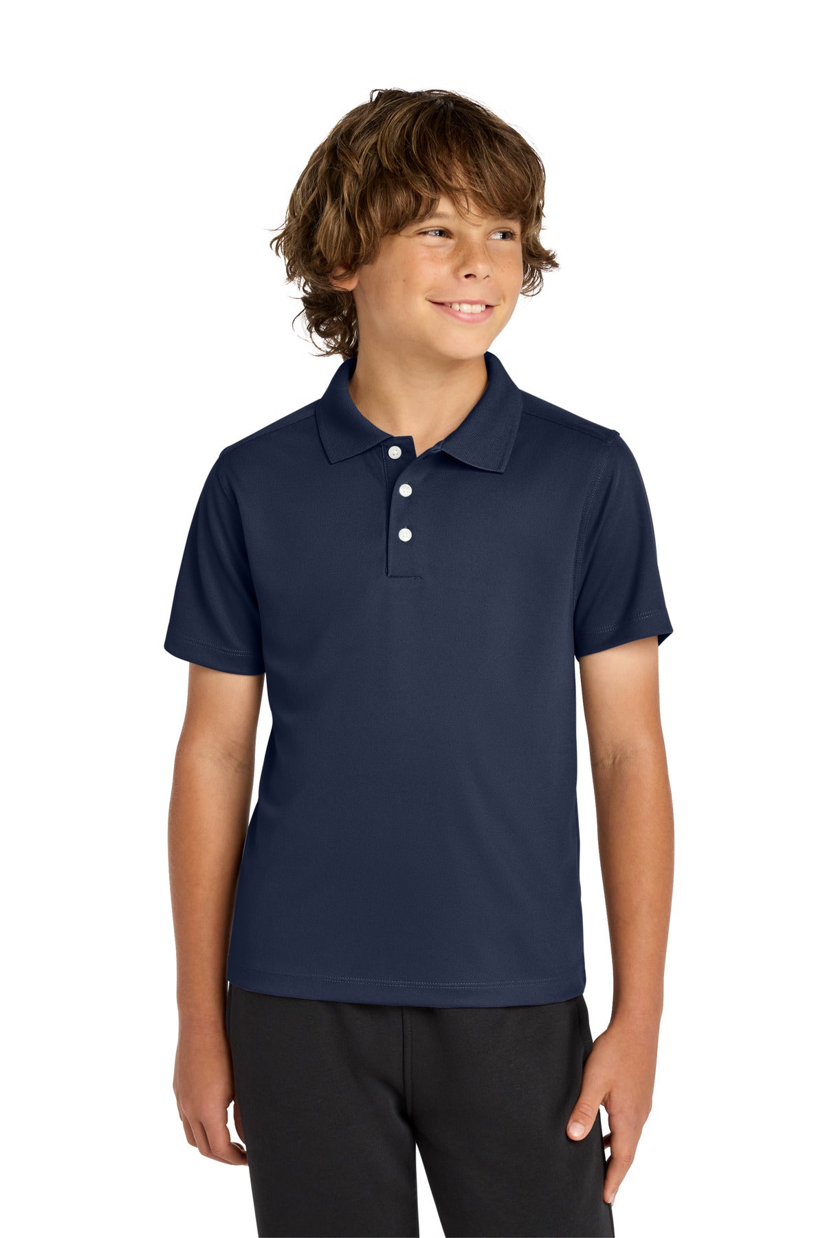 Sport-Tek Youth UV Micropique Polo YST740 in True Navy