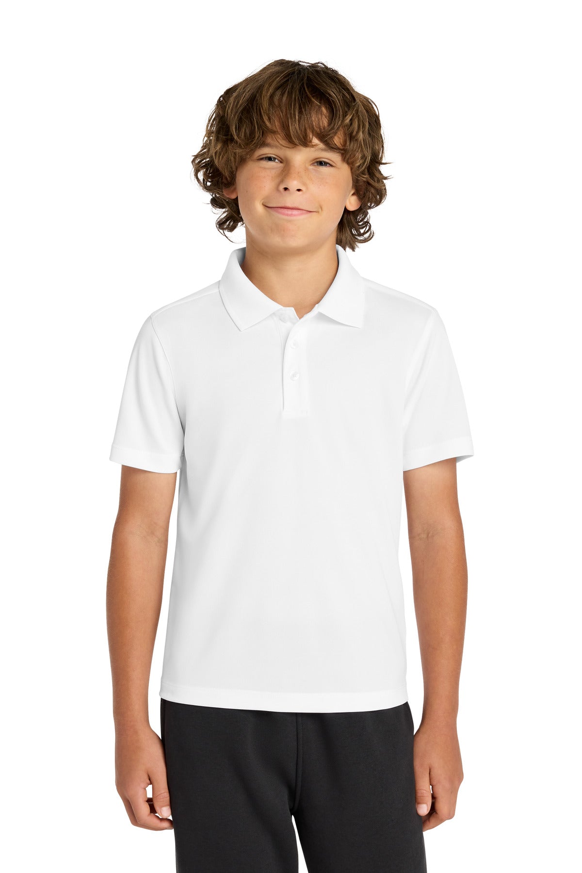 Sport-Tek Youth UV Micropique Polo YST740 in White
