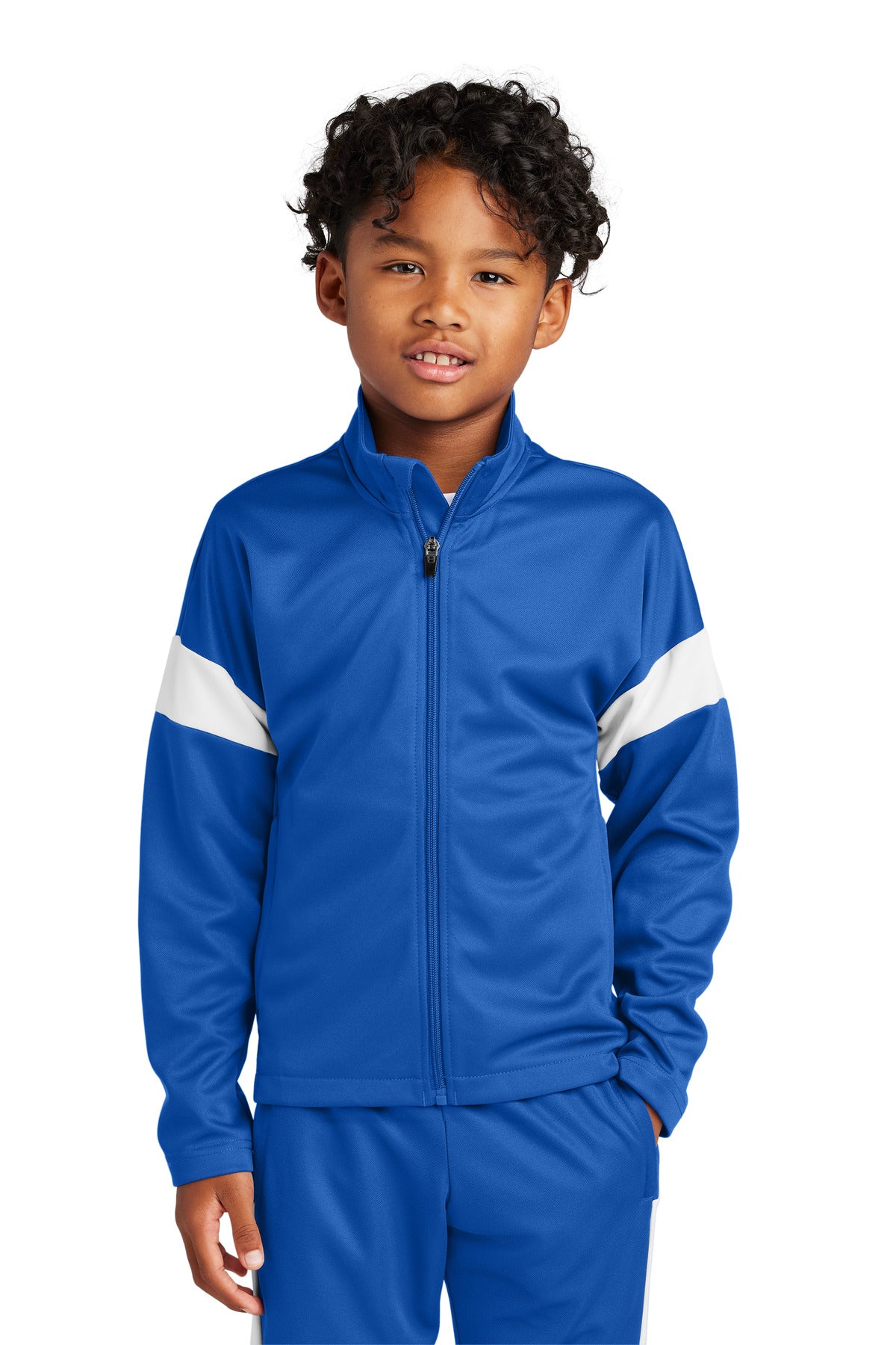 Sport-Tek Youth Travel Full-Zip Jacket YST800 in True Royal/ White