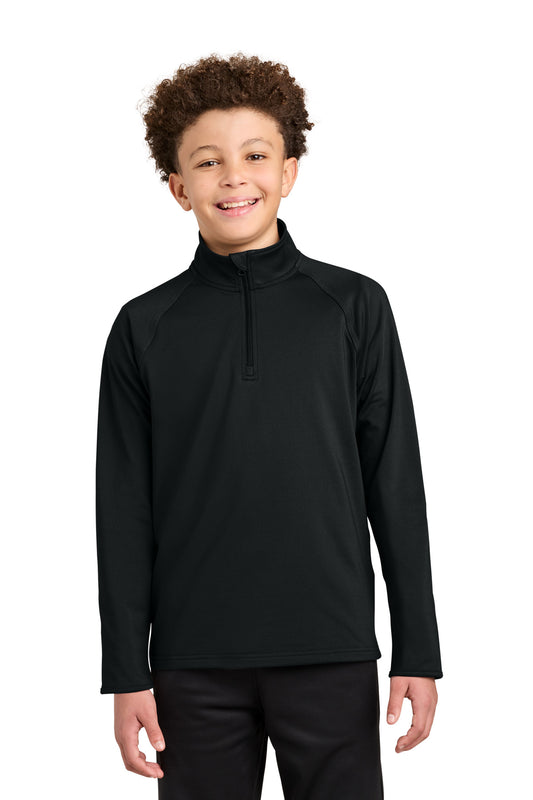 Sport-Tek Youth Sport-Wick Stretch 1/4-Zip Pullover YST850 in Black