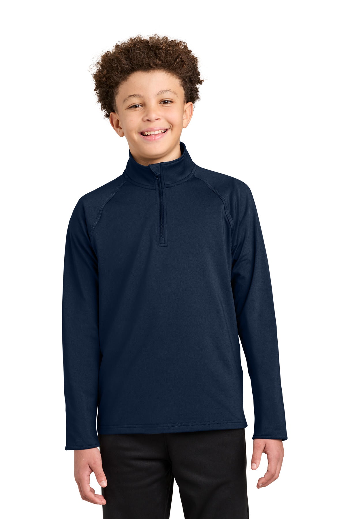 Sport-Tek Youth Sport-Wick Stretch 1/4-Zip Pullover YST850 in True Navy