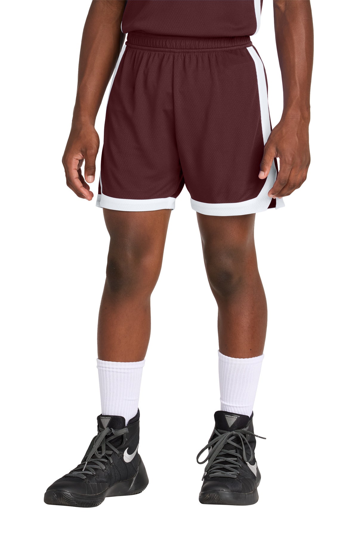 Sport-Tek Youth Rival Basketball 5  Short YST901 in Maroon/ White