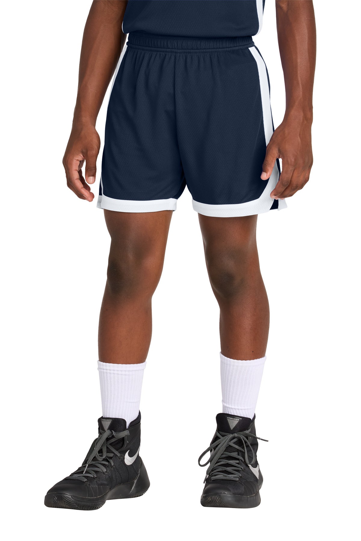 Sport-Tek Youth Rival Basketball 5  Short YST901 in True Navy/ White