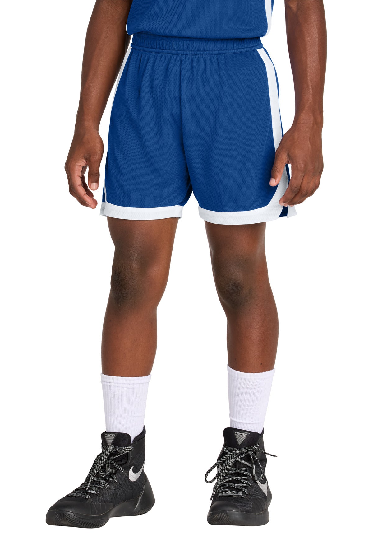 Sport-Tek Youth Rival Basketball 5  Short YST901 in True Royal/ White