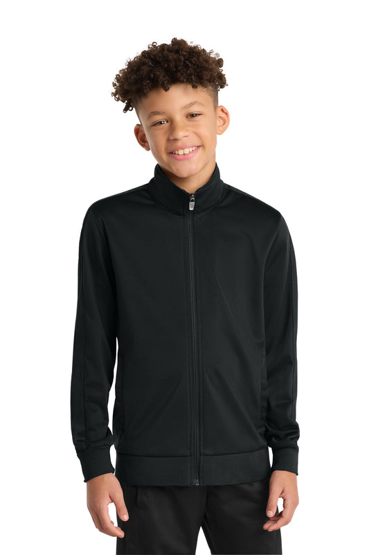 Sport-Tek  Youth Tricot Sleeve Stripe Track Jacket. YST94 in Black/ Black