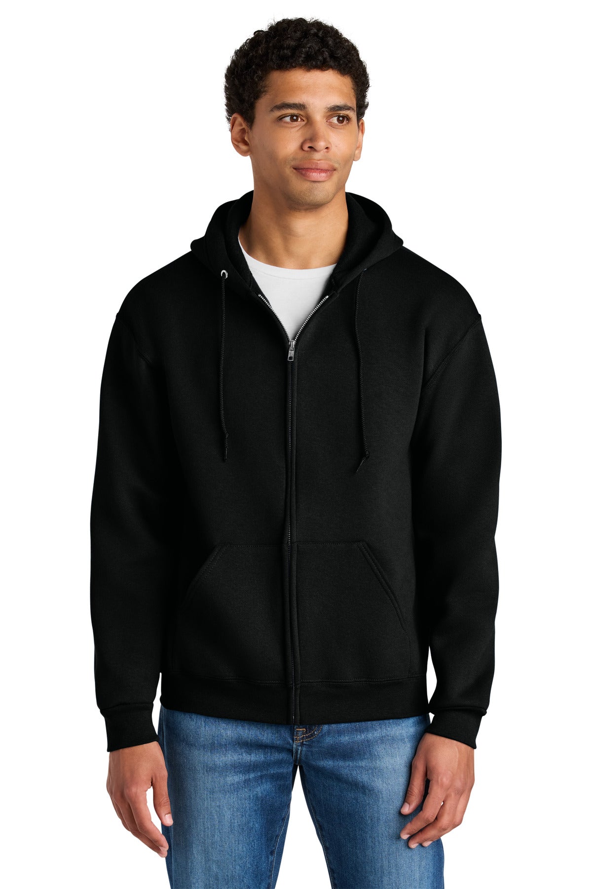 Jerzees Rugged Unisex Full-Zip Hooded Sweatshirt Z12M in Black Ink